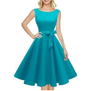 hanpceirs women's boatneck sleeveless swing vintage 1950s cocktail dress Hanpceirs Dresses | Women's Sz M Blue Boatneck Sleeveless Swing Vintage 50s Cocktail Dress Hanpceirs | Color: Blue | Size: M